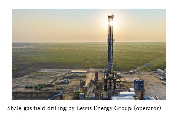 Shale gas field drilling by Lewis Energy Group (operator)